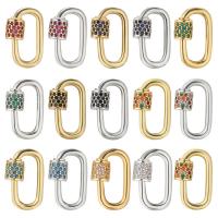Brass Screw Carabiner Lock Charms, plated, micro pave cubic zirconia 