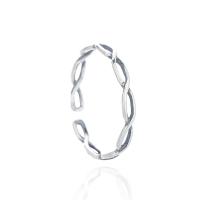 925 Sterling Silver Cuff Finger Ring, platinum color plated, Adjustable & for woman & hollow 