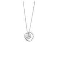 Cubic Zirconia Sterling Silver Necklace, 925 Sterling Silver, with 1.96 inch extender chain, platinum color plated, micro pave cubic zirconia & for woman Approx 15.74 Inch 