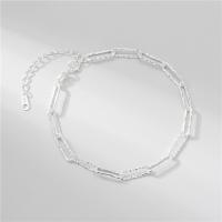 Sterling Silver Chain Bracelet, 925 Sterling Silver, platinum color plated, flower cut & for woman 