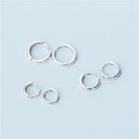 Sterling Silver Huggie Hoop Earring, 925 Sterling Silver, Donut, platinum color plated & for woman 