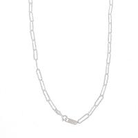 925 Sterling Silver Chain Necklace, Donut, platinum color plated, flower cut & for woman cm 