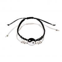 Enamel Zinc Alloy Bracelets, with 3.74inch extender chain, fashion jewelry & ying yang & Unisex & with rhinestone Approx 6.69 Inch 