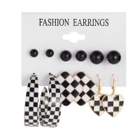 alliage de zinc Boucles d'oreilles, Placage, 6 pièces & bijoux de mode & pour femme, plus de couleurs à choisir, Vendu par fixé