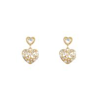 Zinc Alloy Rhinestone Drop Earring, with ABS Plastic Pearl, high quality plated, fashion jewelry & for woman & with rhinestone, golden 