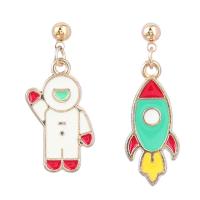Enamel Zinc Alloy Drop Earring, gold color plated, fashion jewelry & for woman, multi-colored 