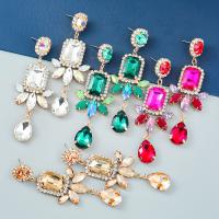 Zinc Alloy Rhinestone Drop Earring, gold color plated, fashion jewelry & for woman & with glass rhinestone & with rhinestone 