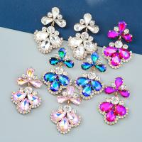 Zinc Alloy Rhinestone Drop Earring, gold color plated, fashion jewelry & for woman & with glass rhinestone & with rhinestone 