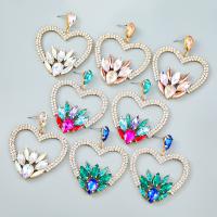 Zinc Alloy Rhinestone Drop Earring, Heart, gold color plated, fashion jewelry & for woman & with rhinestone 