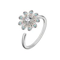 Cubic Zirconia Micro Pave Brass Finger Ring, Flower, plated, micro pave cubic zirconia & for woman 12mm, US Ring .5 
