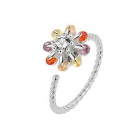 Cubic Zirconia Micro Pave Brass Finger Ring, Flower, plated, micro pave cubic zirconia & for woman 11.5mm, US Ring .5 