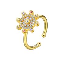 Cubic Zirconia Micro Pave Brass Finger Ring, Ship Wheel, plated, micro pave cubic zirconia & for woman 12.8mm, US Ring .5 