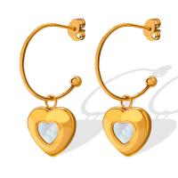 Titanium Steel Earrings, Heart, Vacuum Ion Plating, for woman 