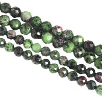 Perles en rouge vert, Rubis en Zoïsite, Rond, poli, DIY & normes différentes pour le choix & facettes, couleurs mélangées Environ 14.96 pouce, Vendu par brin