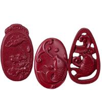 Cinnabar Pendants, polished, DIY red 