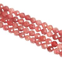 Strawberry Quartz Perle, rund, poliert, DIY & verschiedene Größen vorhanden & facettierte, rot, Länge:ca. 14.96 ZollInch, verkauft von Strang
