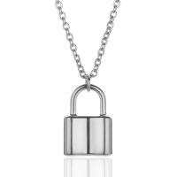 Stainless Steel Jewelry Necklace, 304 Stainless Steel, Lock, Vacuum Ion Plating, fashion jewelry & Unisex Approx 17.72 Inch 