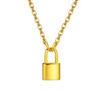 Stainless Steel Jewelry Necklace, 304 Stainless Steel, Lock, Vacuum Ion Plating, fashion jewelry & for woman, golden Approx 17.1-19.1 Inch 