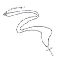 Stainless Steel Jewelry Necklace, 304 Stainless Steel, with 1.97inch extender chain, Cross, fashion jewelry & Unisex, original color, 2mm,17*30mm Approx 21.6 Inch 