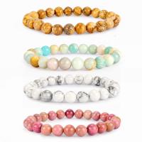 Gemstone Bracelet Set, with Elastic Thread, Round, polished, 4 pieces & fashion jewelry & Unisex, mixed colors, 8mm .6 Inch 