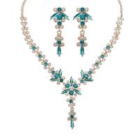Rhinestone Zinc Alloy Jewelry Set, earring & necklace, plated, three pieces & fashion jewelry & for woman & with rhinestone 65mm,85mm cm 