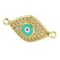 Evil Eye Jewelry Connector, Brass, Horse Eye, gold color plated, DIY & micro pave cubic zirconia & enamel & 1/1 loop, golden Approx 2mm 