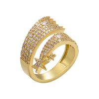 Brass Open Finger Ring, plated, Adjustable & micro pave cubic zirconia & for woman 20mm 