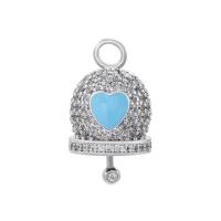 Cubic Zirconia Micro Pave Brass Pendant, plated, with heart pattern & micro pave cubic zirconia & enamel 