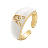 Cubic Zirconia Micro Pave Brass Finger Ring, gold color plated, Adjustable & micro pave cubic zirconia & for woman & enamel 22mm 
