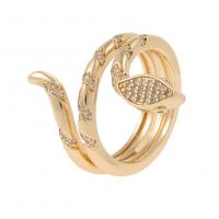 Cubic Zirconia Micro Pave Brass Finger Ring, Snake, gold color plated, Adjustable & micro pave cubic zirconia & for woman, 22mm 
