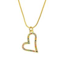 Cubic Zircon Micro Pave Brass Necklace, Heart, gold color plated & micro pave cubic zirconia & for woman, gold Approx 17.7 Inch 