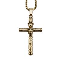 Titanium Steel Pendants, Cross, gold color plated, fashion jewelry & Unisex, gold, 59mm 