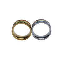 Titanium Steel Finger Ring, plated & for man & enamel 