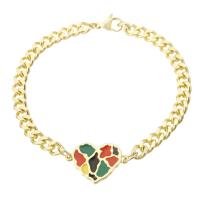 Enamel Brass Bracelets, gold color plated, for woman, multi-colored Approx 7.8 Inch 