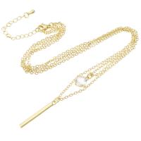 Brass Cubic Zirconia Necklace, gold color plated, micro pave cubic zirconia & for woman Approx 18.5 Inch 