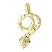 Cubic Zirconia Micro Pave Brass Pendant, Snake, gold color plated, micro pave cubic zirconia Approx 3mm 