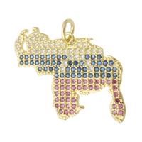 Cubic Zirconia Micro Pave Brass Pendant, Map, gold color plated, micro pave cubic zirconia, multi-colored Approx 3mm 