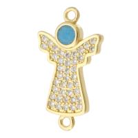 Cubic Zirconia Micro Pave Brass Connector, Angel, gold color plated, micro pave cubic zirconia & for woman Approx 1mm 