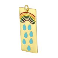 Enamel Brass Pendants, Rectangle, gold color plated, fashion jewelry & DIY, multi-colored Approx 4mm 