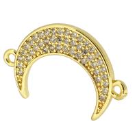 Cubic Zirconia Micro Pave Brass Connector, Moon, gold color plated, fashion jewelry & DIY & micro pave cubic zirconia, golden Approx 1mm 