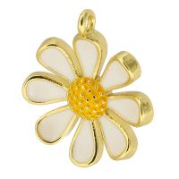 Enamel Brass Pendants, Flower, gold color plated, fashion jewelry & DIY, two different colored Approx 2mm 
