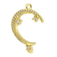 Cubic Zirconia Micro Pave Brass Connector, Moon, gold color plated, fashion jewelry & DIY & micro pave cubic zirconia, golden Approx 1mm 