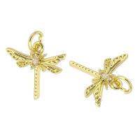 Cubic Zirconia Micro Pave Brass Pendant, Dragonfly, gold color plated, fashion jewelry & DIY & micro pave cubic zirconia, golden Approx 3mm 