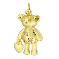 Cubic Zirconia Micro Pave Brass Pendant, Bear, gold color plated, fashion jewelry & DIY & micro pave cubic zirconia, golden Approx 3mm 