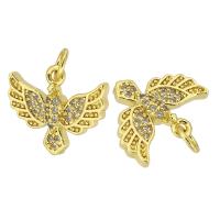Cubic Zirconia Micro Pave Brass Pendant, Bird, gold color plated, fashion jewelry & DIY & micro pave cubic zirconia, golden Approx 3mm 