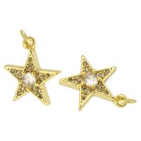 Cubic Zirconia Micro Pave Brass Pendant, Star, gold color plated, fashion jewelry & DIY & micro pave cubic zirconia, golden Approx 3mm 