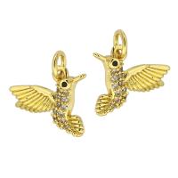 Cubic Zirconia Micro Pave Brass Pendant, Bird, gold color plated, fashion jewelry & DIY & micro pave cubic zirconia, golden Approx 3mm [