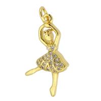 Cubic Zirconia Micro Pave Brass Pendant, Girl, gold color plated, fashion jewelry & DIY & micro pave cubic zirconia, golden Approx 3mm 