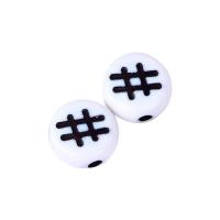 Acrylic Jewelry Beads, Flat Round, painted, DIY & chemical wash, white and black 