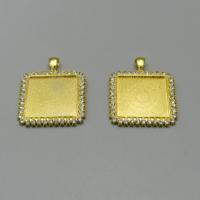 Zinc Alloy Pendant Cabochon Setting, Square, gold color plated, DIY & with rhinestone 